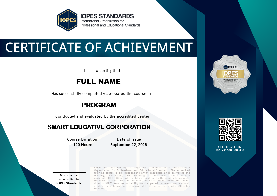 Certificate of Achievement – IOPES Standards